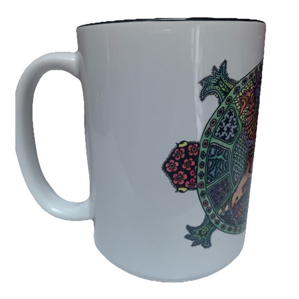 Large SUE COCCIA Tortoise Turtle Mosaic Colorful Mug